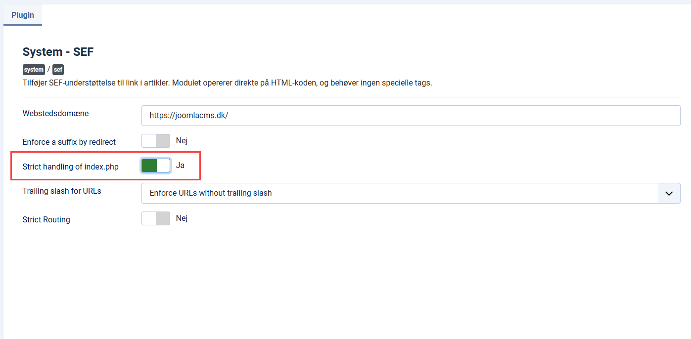 Fjern index.php fra Joomla-URL’er
