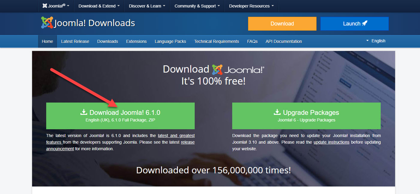 Download den nyeste Joomla 6-pakke