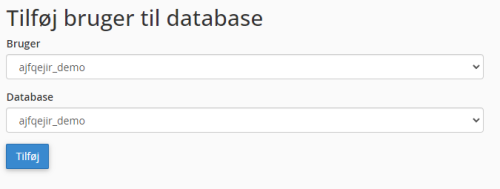 Joomla installation - Giv brugeren alle nødvendige rettigheder til databasen