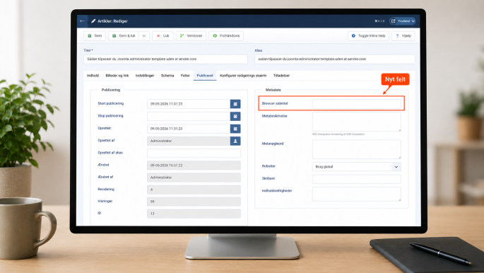 Sådan tilpasser du Joomla administrator template uden at ændre core
